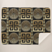 Gouden Griekse sleutel Sherpa Deken (Voorkant (horizontaal))