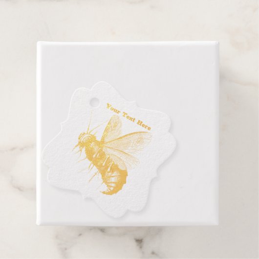 Gouden griezelige gotische bijenschedels op vleuge bedankjes labels (Met doos)