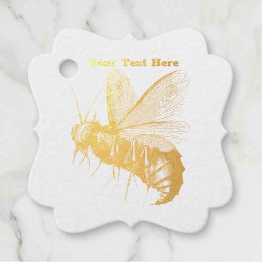 Gouden griezelige gotische bijenschedels op vleuge bedankjes labels (Voorkant)