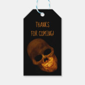 Gouden grijnzende schedel Halloween-feest Cadeaulabel (Voorkant)