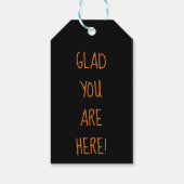 Gouden grijnzende schedel Halloween-feest Cadeaulabel (Achterkant)