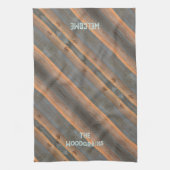 Gouden Grijs diagonaal Woodgrain Rustic Theedoek (Verticaal)
