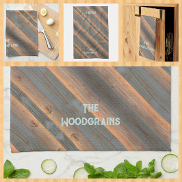 Gouden Grijs diagonaal Woodgrain Rustic Theedoek