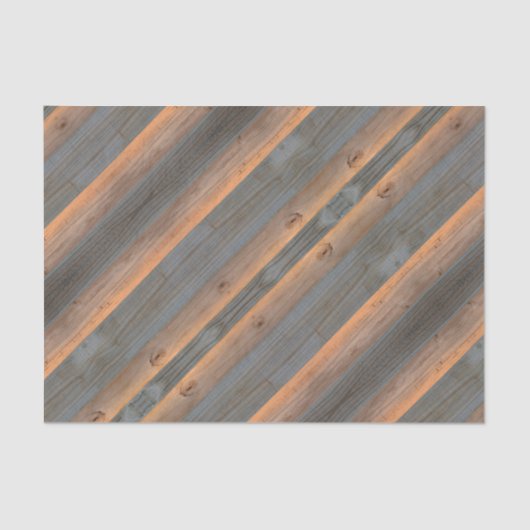 Gouden Grijs diagonaal Woodgrain Rustic Tissuepapier (Voorkant)