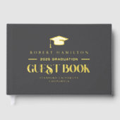 Gouden Grijs Gastboek Retro Typografie Gastenboek (Voorkant)
