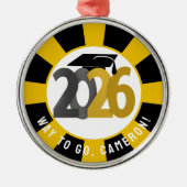 Gouden Grijs Klasse van 2026 Afstuderen Metalen Ornament (Voorkant)