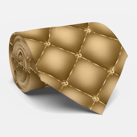 Gouden Grijze Achtergrond en Parels Stropdas (Opgerold)