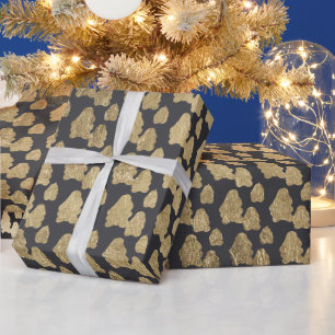 Gouden grijze bomen illustratie kerstpatroon cadeaupapier