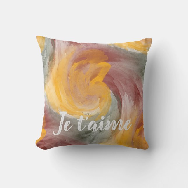 Gouden Grijze Je Taime Abstract Kussen (Voorkant)