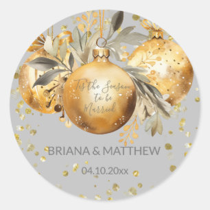 Gouden Grijze Kerst Huwelijk Zegel Ronde Stickers