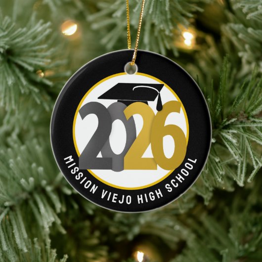 Gouden Grijze Klasse van 2026 Foto Afstuderen Keramisch Ornament (Boom)