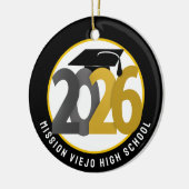 Gouden Grijze Klasse van 2026 Foto Afstuderen Keramisch Ornament (Links)