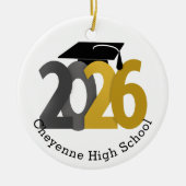 Gouden Grijze Klasse van 2026 Foto Afstuderen Keramisch Ornament (Voorkant)