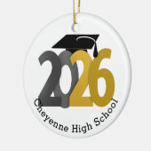 Gouden Grijze Klasse van 2026 Foto Afstuderen Keramisch Ornament (Links)