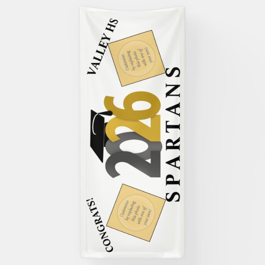 Gouden Grijze Klasse van 2026 Spandoek (Verticaal)