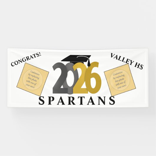 Gouden Grijze Klasse van 2026 Spandoek (Horizontaal)