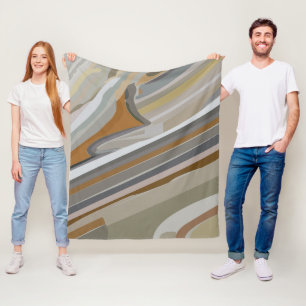 Gouden Grijze Marmeren Stenen Strepen Fleece Deken