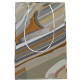 Gouden Grijze Marmeren Stenen Strepen Medium Cadeauzakje (Voorkant)