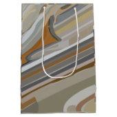 Gouden Grijze Marmeren Stenen Strepen Medium Cadeauzakje (Achterkant)