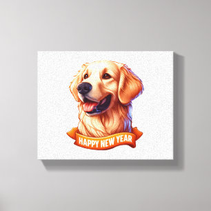 Gouden Grijze Tong Uit voor een Gelukkig Nieuwjaar Canvas Afdruk