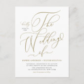 Gouden grillige kalligrafie bruiloft uitnodiging briefkaart (Voorkant)