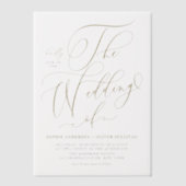 Gouden grillige kalligrafie bruiloft vellum uitnodigingen (Voorkant)