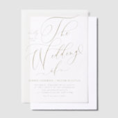 Gouden grillige kalligrafie bruiloft vellum uitnodigingen (Offset)