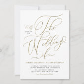 Gouden grillige kalligrafie QR-code bruiloft Kaart (Voorkant)