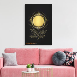 Gouden Groei Straling Kunst Schilderij op Canvas Afdruk