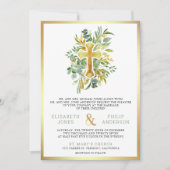 Gouden groen alles in één katholieke bruiloft kaart (Voorkant)