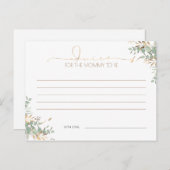 Gouden groen Baby shower advies Kaart (Voorkant / Achterkant)