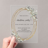 Gouden groen bevroren kerstfeest acryl uitnodigingen (Insitu (Draagbaar))