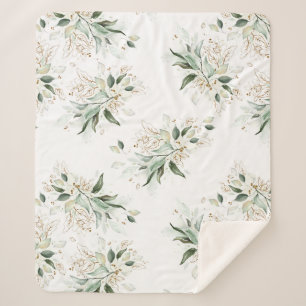 Gouden groen blad elegant wit romantisch sherpa deken