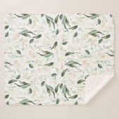 Gouden groen blad Elegant Wit Romantisch Sherpa Deken (Voorkant (horizontaal))