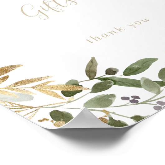 Gouden groen blad herfst kaarten en cadeaus bord poster (Hoek)