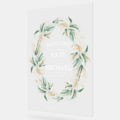 Gouden groen bladeren krans bruiloft welkom acryl bord (Hoek)