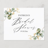 Gouden groen bruidsdouche advieskaarten (Achterkant)