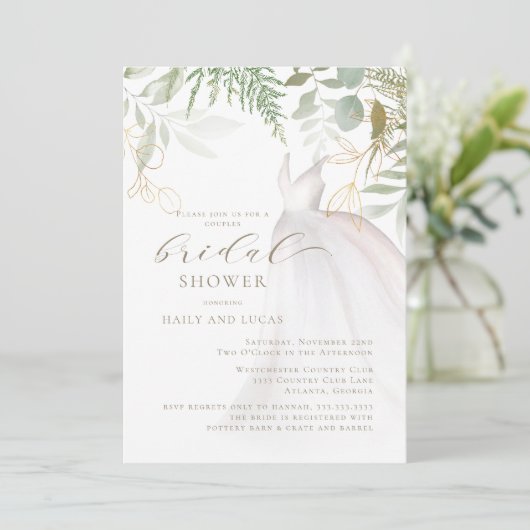 Gouden groen bruiloft jurk koppels Vrijgezellenfee Kaart (Staand voorkant)