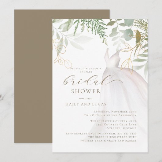 Gouden groen bruiloft jurk koppels Vrijgezellenfee Kaart (Voorkant / Achterkant)