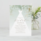 Gouden groen bruiloft jurk Vrijgezellenfeest Kaart (Staand voorkant)