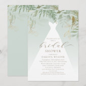 Gouden groen bruiloft jurk Vrijgezellenfeest Kaart (Voorkant / Achterkant)