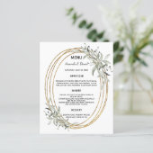 Gouden groen bruiloft menukaart (Staand voorkant)