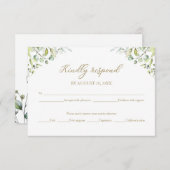 Gouden Groen Bruiloft RSVP Behuizing Kaarten (Voorkant / Achterkant)