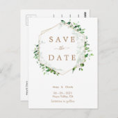 Gouden groen bruiloft Save the Date briefkaart (Voorkant / Achterkant)