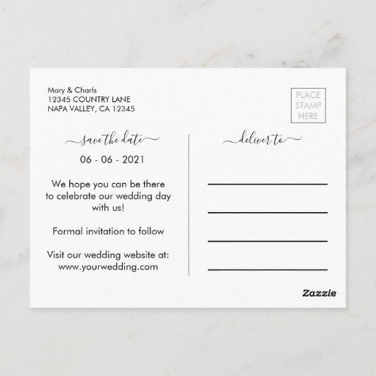 Gouden groen bruiloft Save the Date briefkaart (Achterkant)