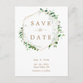 Gouden groen bruiloft Save the Date briefkaart (Voorkant)