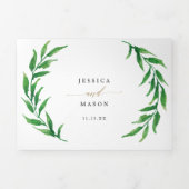 Gouden groen Bruiloft Tri-Fold Uitnodigingen (Cover)