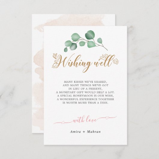 Gouden groen bruiloft Wishing Well Kaart (Voorkant / Achterkant)