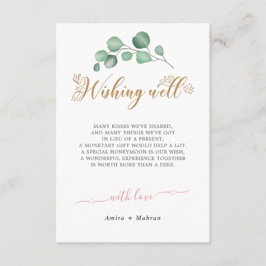 Gouden groen bruiloft Wishing Well Kaart (Voorkant)