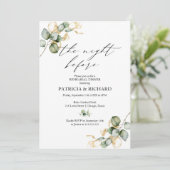 Gouden groen de avond voor repetitie diner kaart (Staand voorkant)